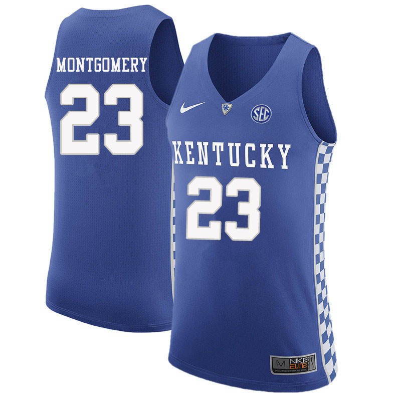 Men #23 E.J. Montgomery Kentucky Wildcats College Basketball Jerseys Sale-Blue